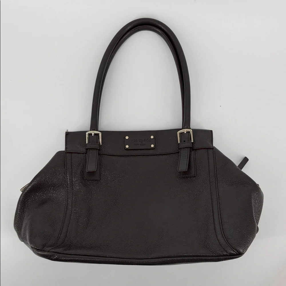 KATE SPADE Dark Chocolate Brown Pebble Leather Shimmer Shoulder Bag